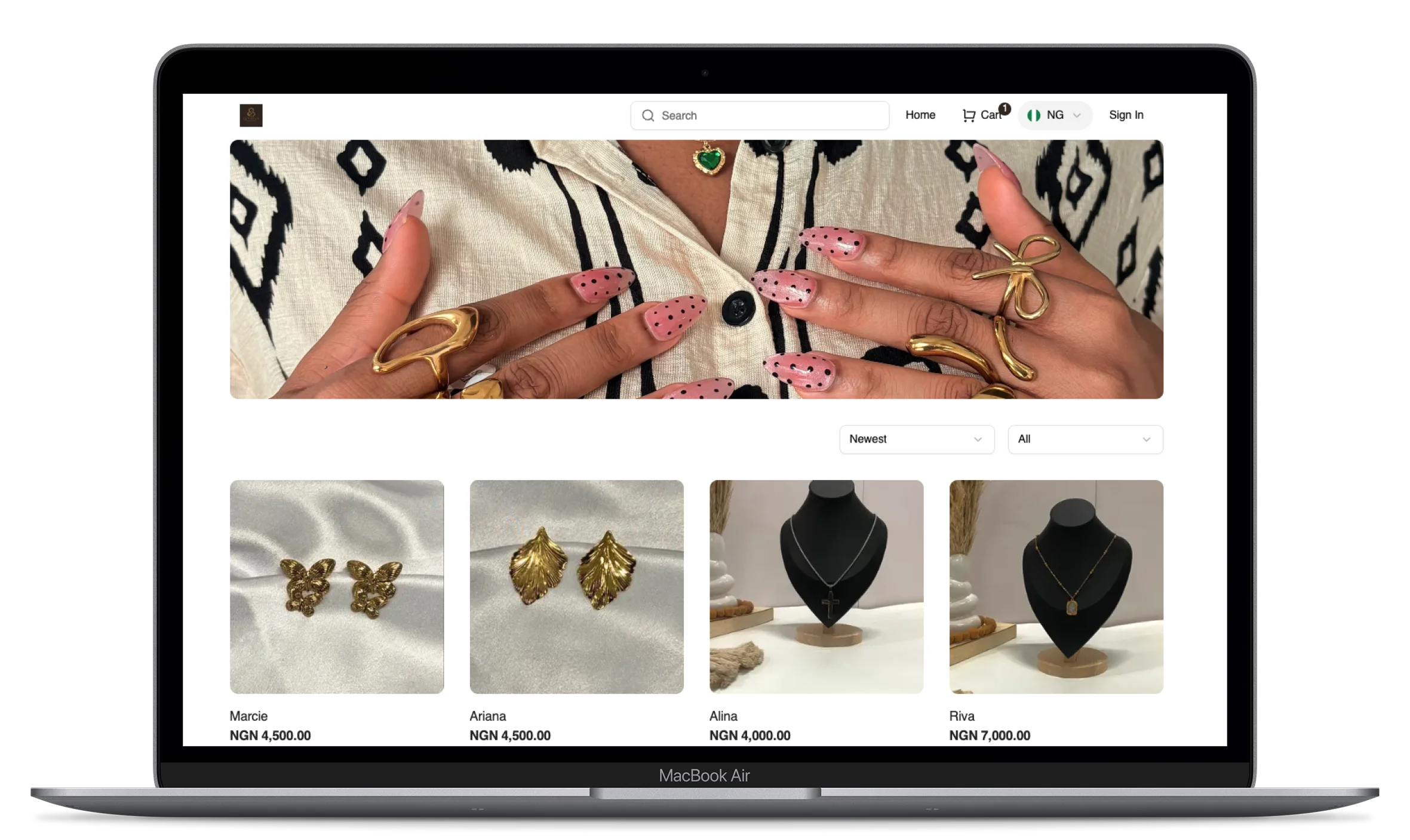 A Dilla storefront selling jewellery